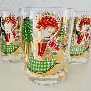 Vintage Georges Briard Christmas Angel Drinking Glasses Set of 12